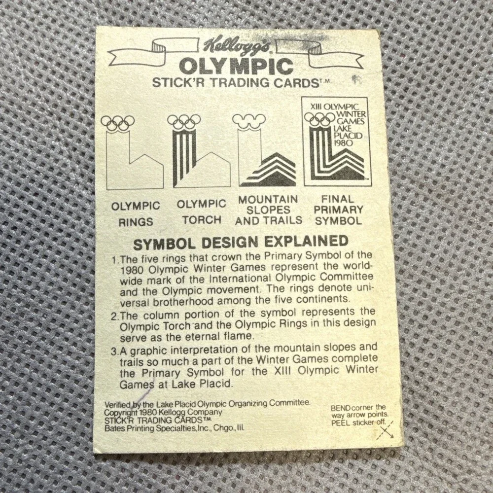 Kellogg's Olympic Stick'r Trading Cards (2) 1980 Lake Placid Biathlon Sticker